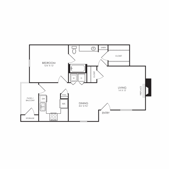 floor plan for a two bedroom apartment at The  Hathaway at Willow Bend